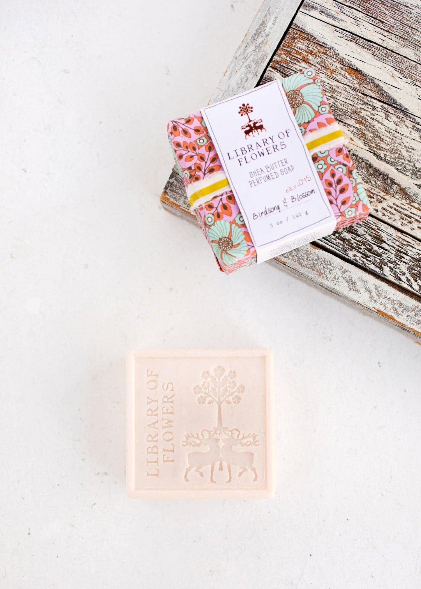 Lollia Blue Flowers & Pink Leaves Square Soap