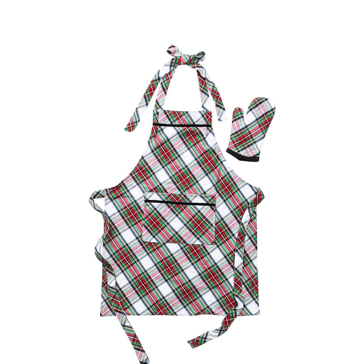 2pc Child Apron & Oven Mitt Set Stewart Tartan - Juliska