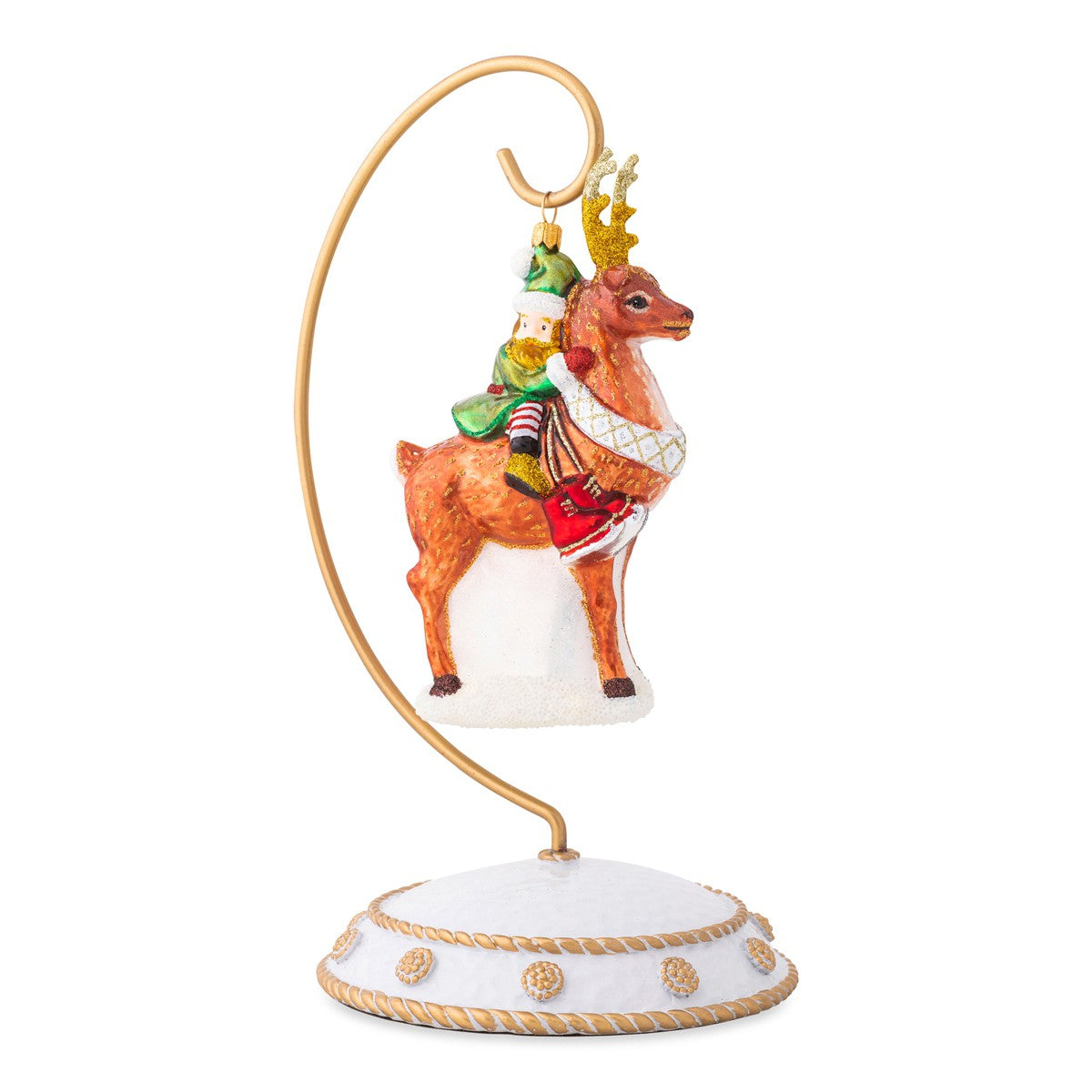 Reindeer Games Dancer the Reindeer with Elf Glass Ornament - Juliska