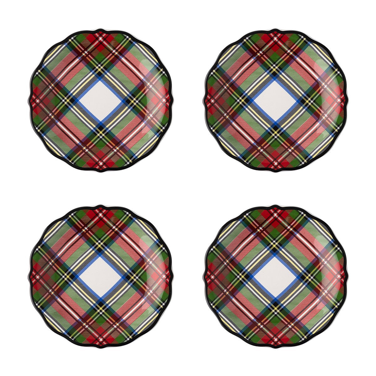 Stewart Tartan Cocktail Plates, Set of 4 - Juliska