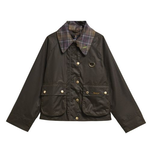 Barbour Women's Icons Tartan Collar Spey Wax Jacket in Classic Olive