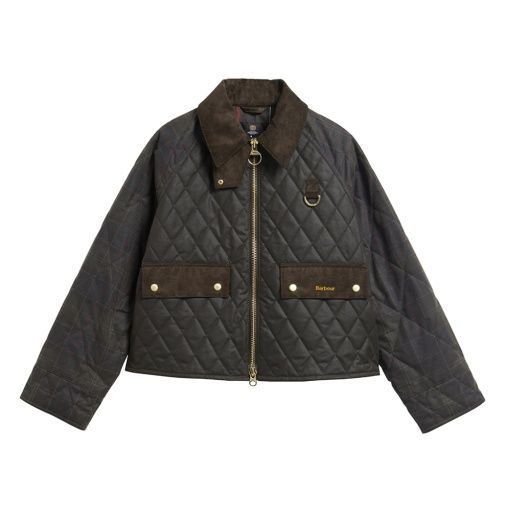 Barbour Women's Tartan Reimagined Icons Tartan Quilted Spey Wax Jacket in Classic Olive