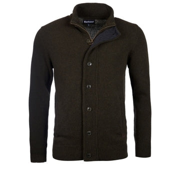 Barbour Men's Essential Patch Zip Through Knitted Jumper in Seaweed
