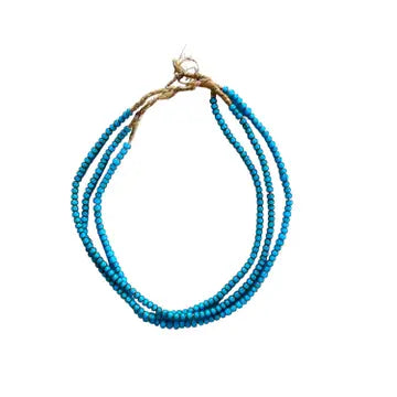 Teal Blue White Heart Glass Beads