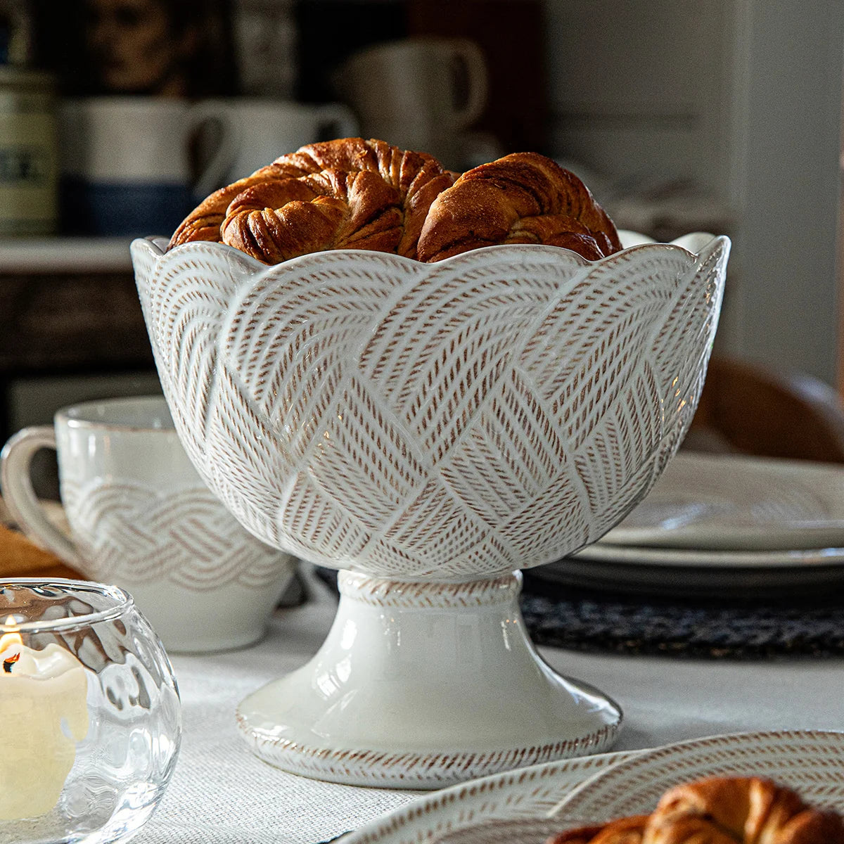 Juliska Le Panier Mystic Knot Footed Bowl in Whitewash