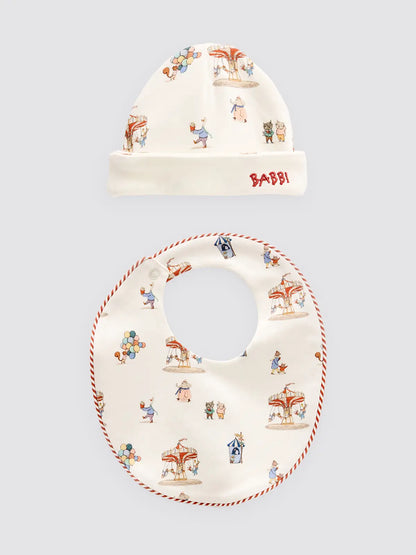 Newborn Bib & Hat Set in Funfair | Atelier Babbi