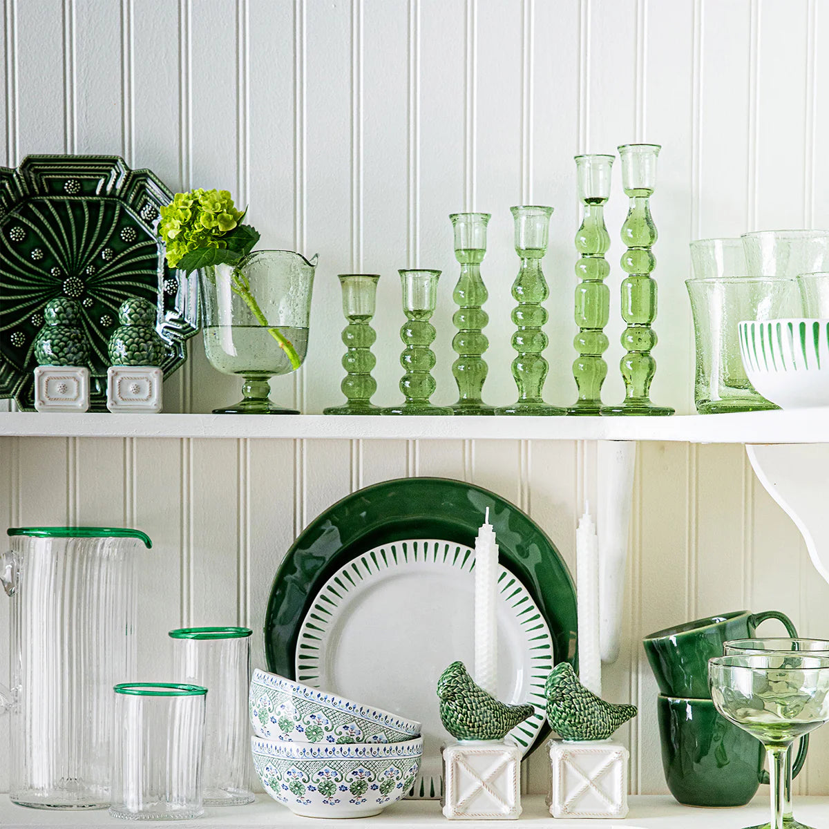 Juliska Provence Glass Basil Candlestick (Set of 2)