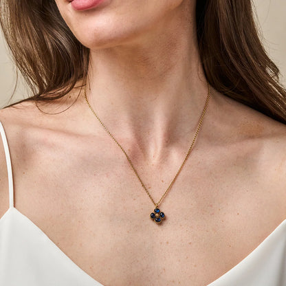 Berry Clover Double Sided Charm Necklace in Blue Labradorite, Capucine de Wulf