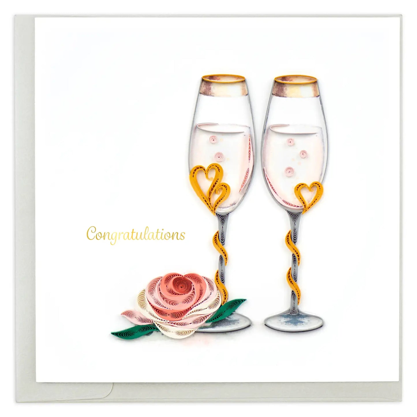 Quilling Card - Wedding Toasting Flutes Greeting Card