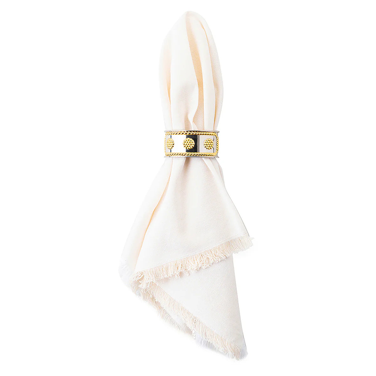 Berry & Thread Bright Satin & Gold Napkin Ring, Set of 4 - Juliska
