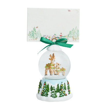 Juliska Berry & Thread North Pole Reindeer Snow Globe Place Card Holder