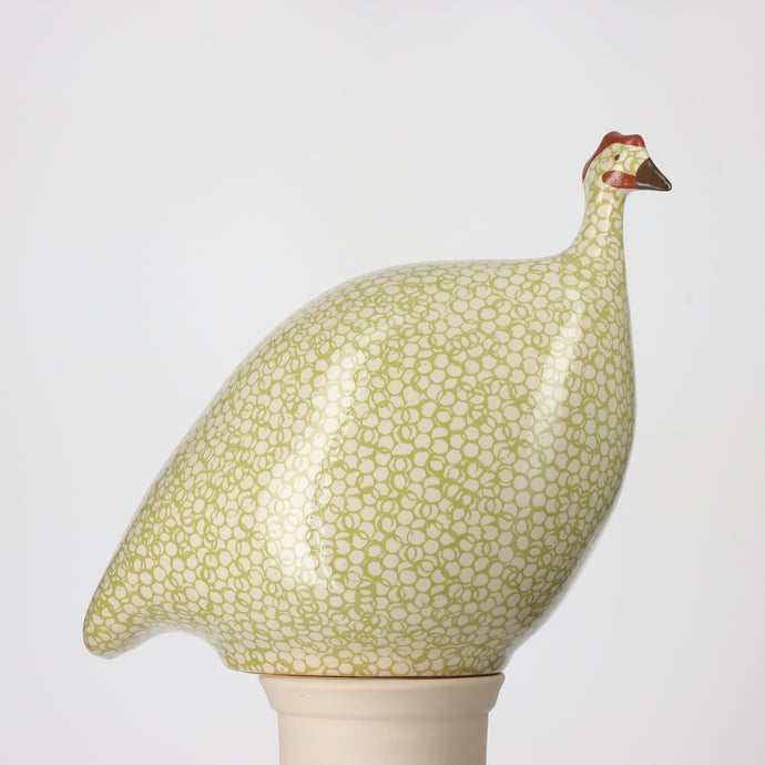 Guinea Fowl White Spotted Green Leaf