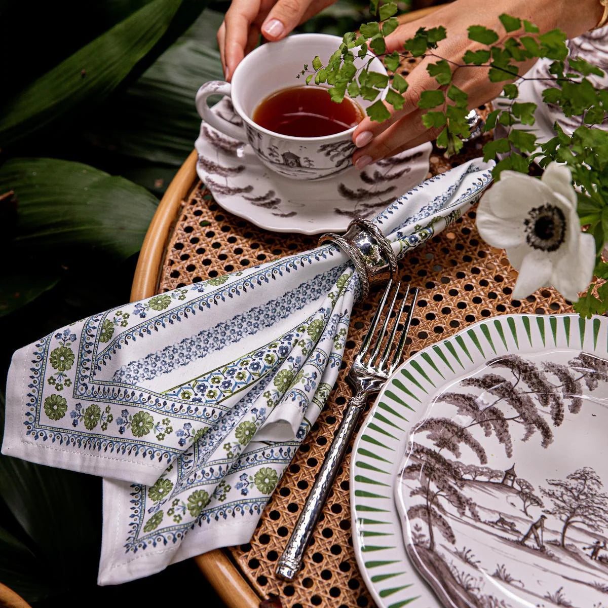 Juliska Seville Stripe Green Napkins (Set of 4)