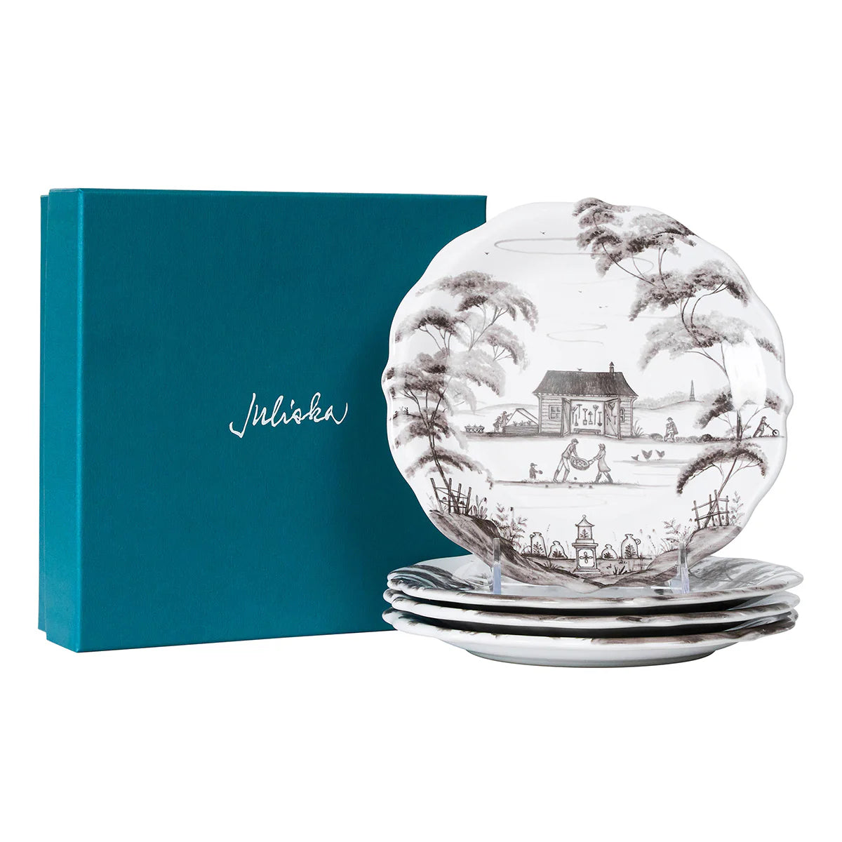 Juliska Country Estate Flint Party Plates (Assort. Set of 4)