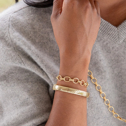 Cleopatra Small Link Bracelet in Hammered Gold, Capucine de Wulf