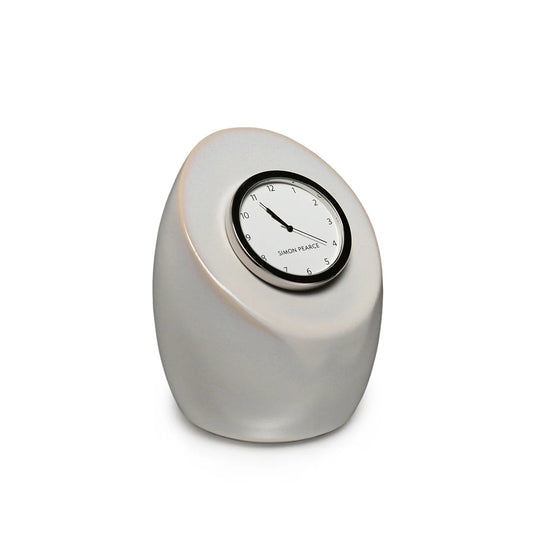 Simon Pearce Addison Pottery Clock in Cloud, Gift Boxed