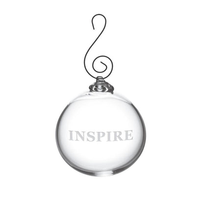 Simon Pearce Engraved "Inspire" Round Ornament, Gift Boxed
