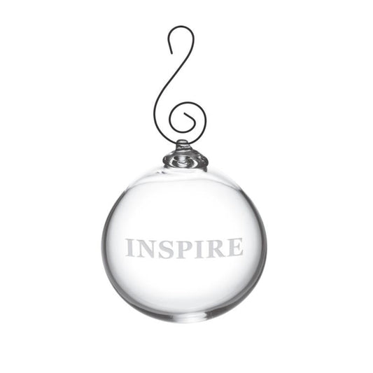 Simon Pearce Engraved "Inspire" Round Ornament, Gift Boxed