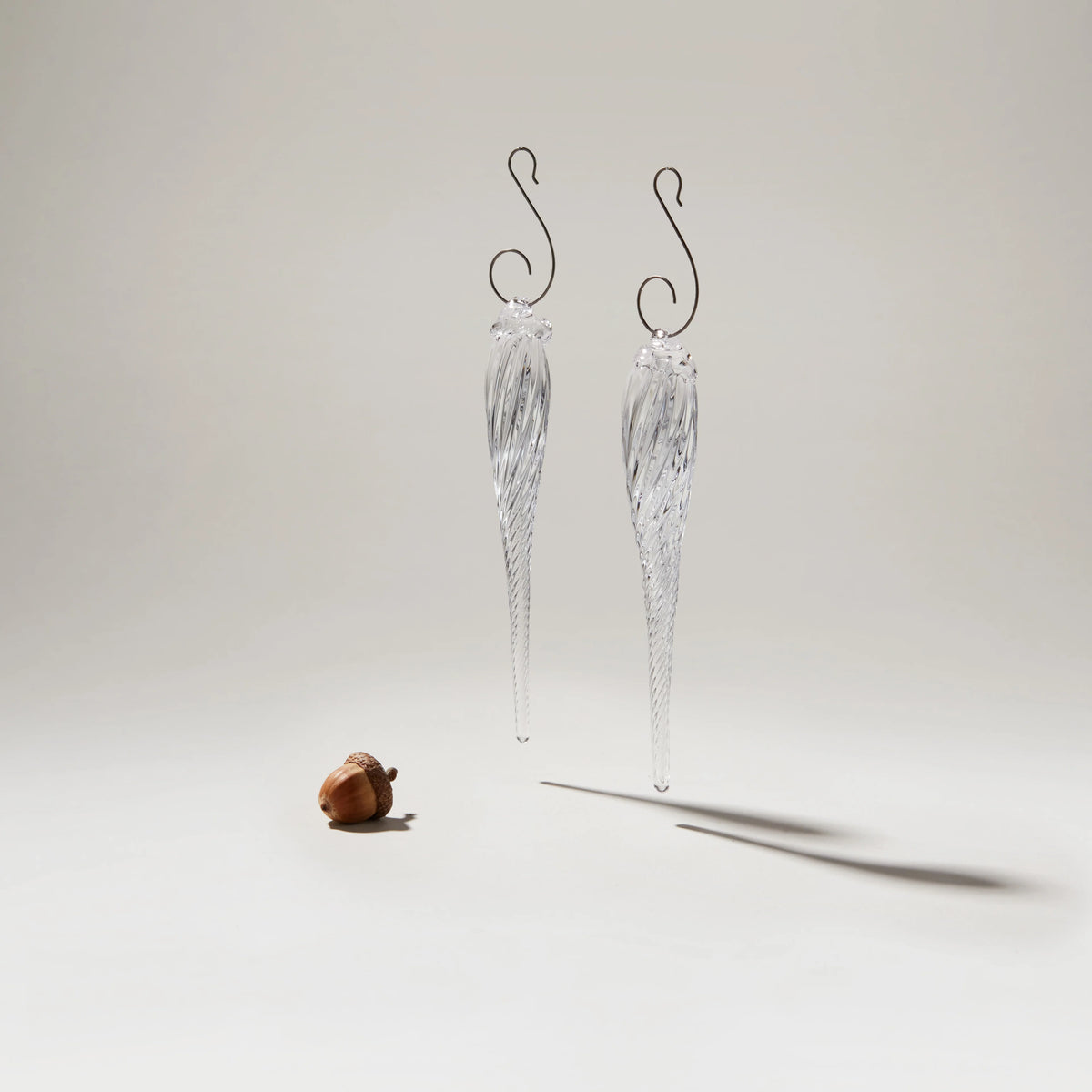 PAIR of Simon Pearce Optic Icicle Ornaments