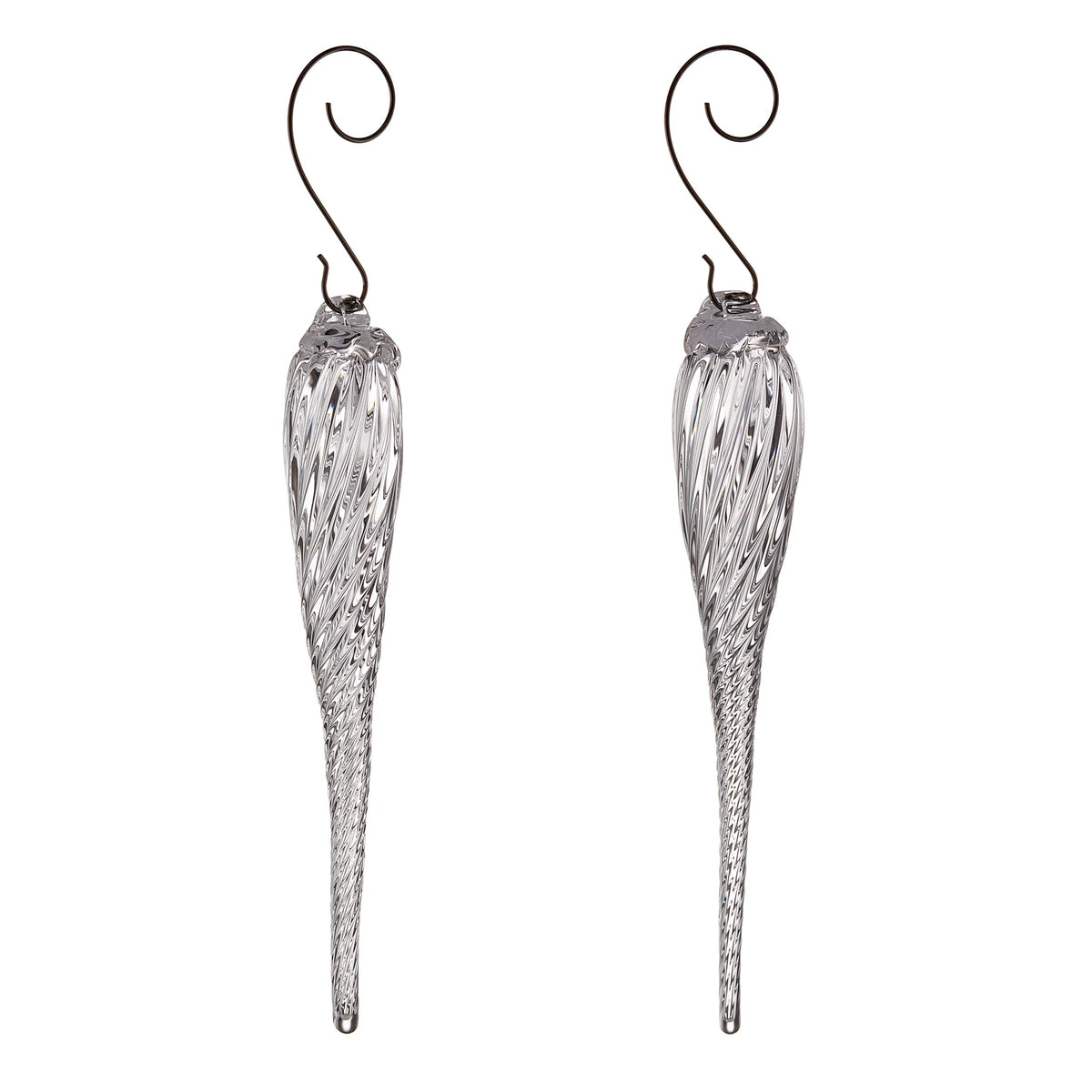 PAIR of Simon Pearce Optic Icicle Ornaments