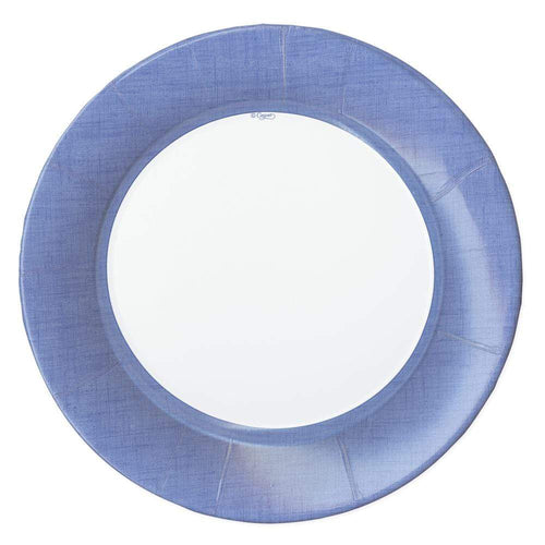 Caspari Linen Blue II Round Dinner Plates