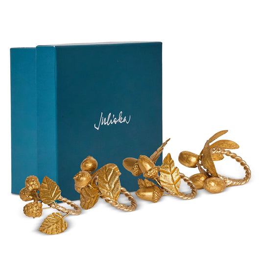 Juliska Forest Walk Gold Leaf Napkin Ring (Assort. Set of 4)