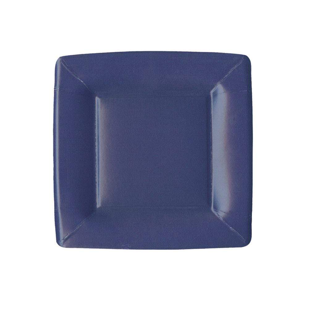 Caspari Grosgrain Square Paper Salad Plates Navy - 8 Per Package