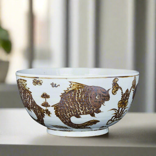 Large Rusty Brown Fish Bowl