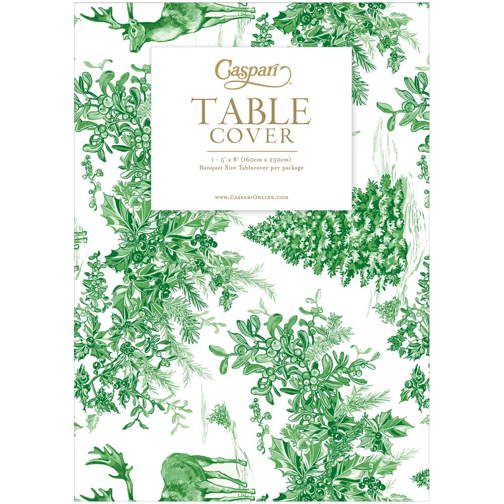 Christmas Tree Toile Sage/White Paper Linen Tablecover