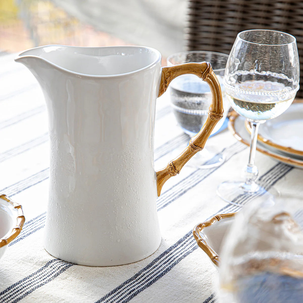 Juliska Bamboo Ceramic Pitcher