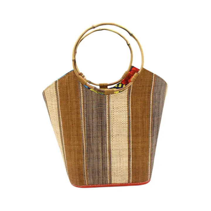 Carmen Straw Bucket Bag with Bamboo Handles