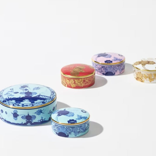 Oriente Italiano Aurum Round Lidded Trinket Box, Ginori 1735