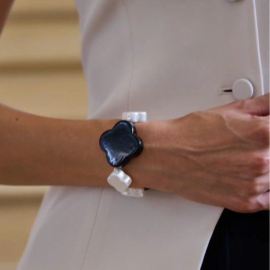 Midnight + Mother of Pearl Clover Cooling Bracelet