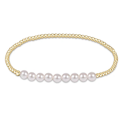 enewton Classic Gold Beaded Bliss 2.5mm bead bracelet in 5mm pearl