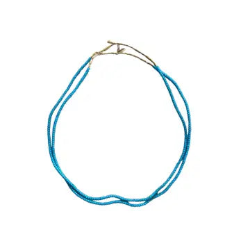 Teal Blue White Heart Glass Beads
