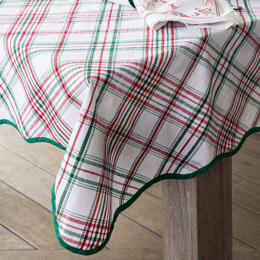 Juliska Merry Tartan Red & Green 52" Square Tablecloth