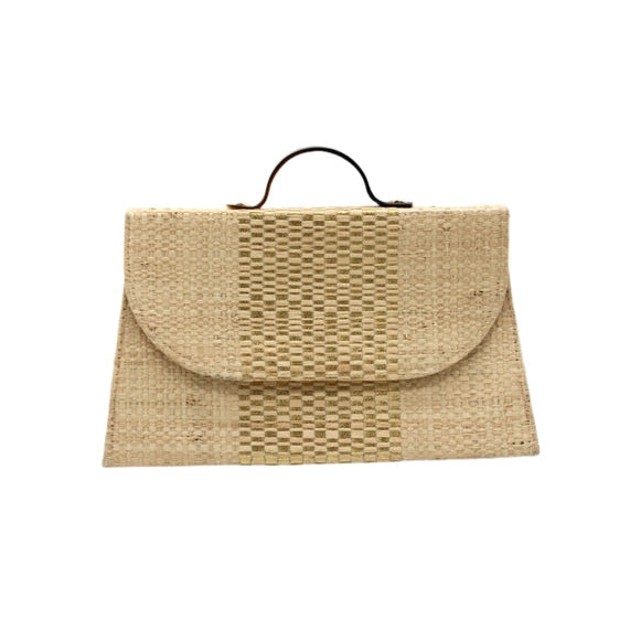 Wynwood Straw Handbag with Metallic Detailing & Horn Handle