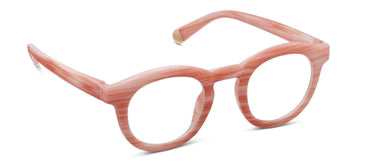 Pink eyeglasses on a white background