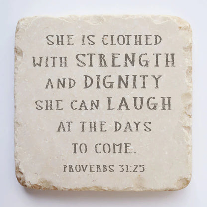 Proverbs 31:25 Scripture Stone, Twelve Stone Art