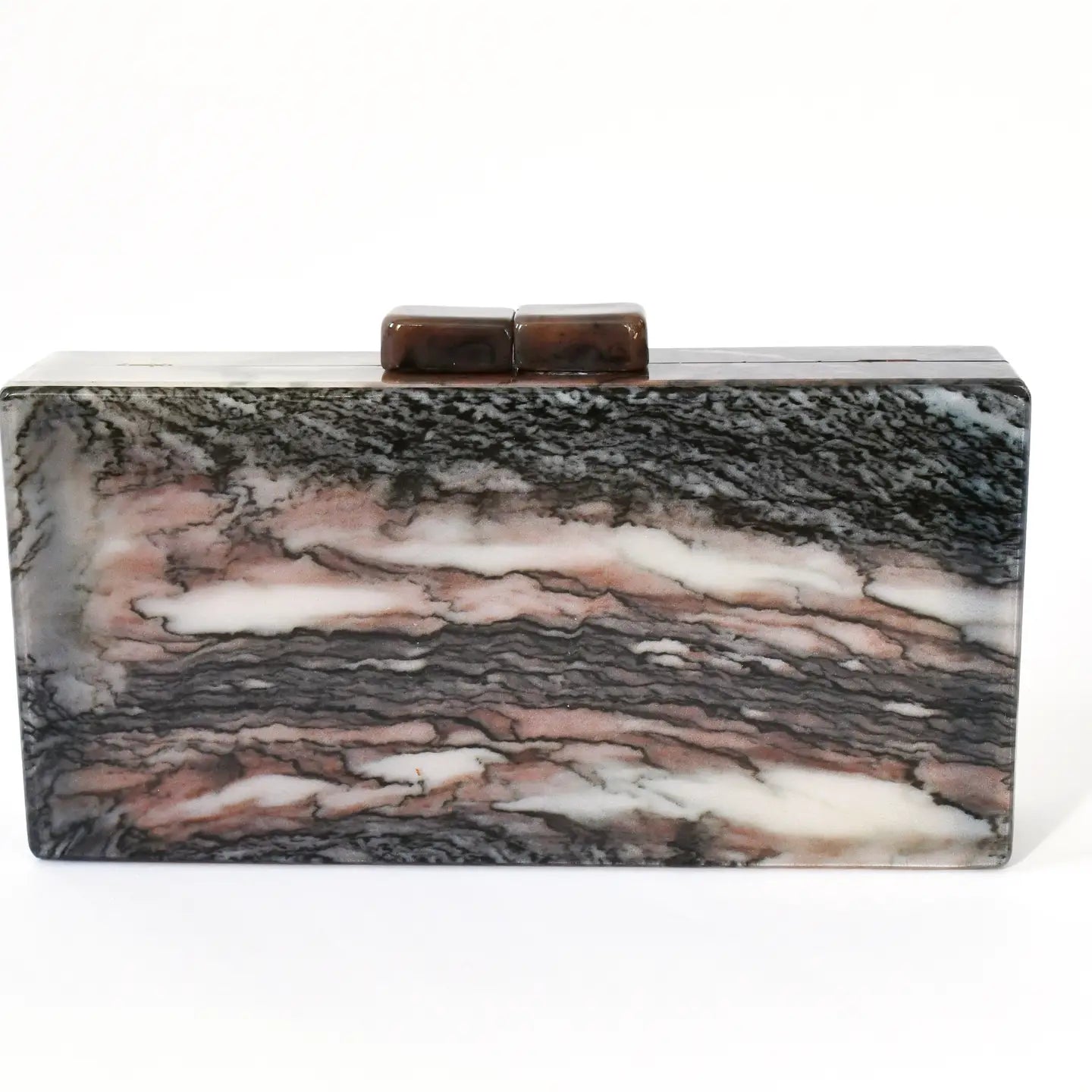 Brown, Black, Beige Marbled Clutch