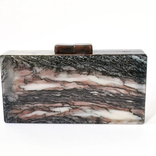 Brown, Black, Beige Marbled Clutch