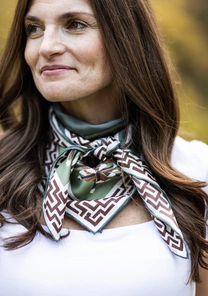 LG Slate Quail Pair Double-Sided Silk Scarf