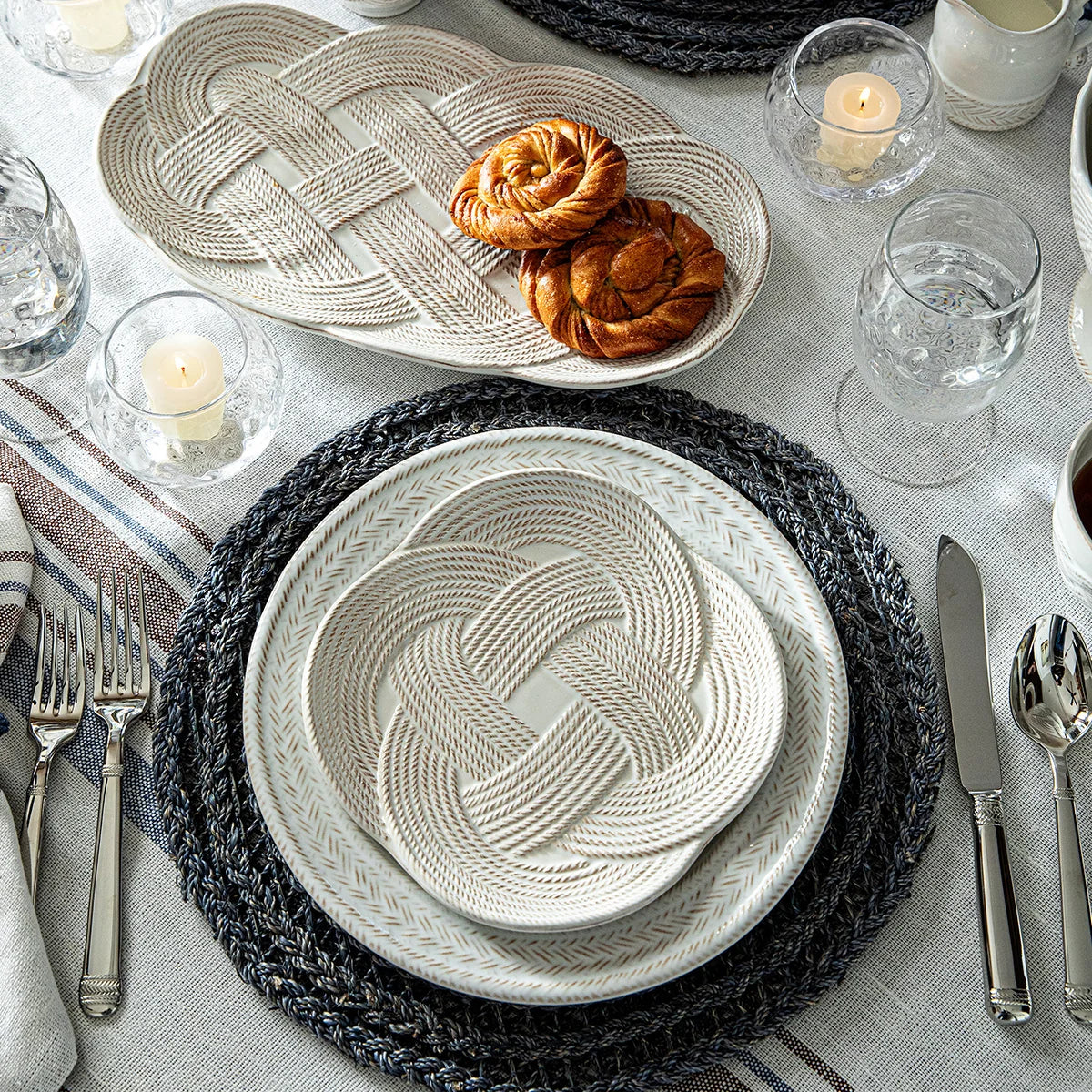 Juliska Le Panier Mystic Knot Hostess Tray in Whitewash