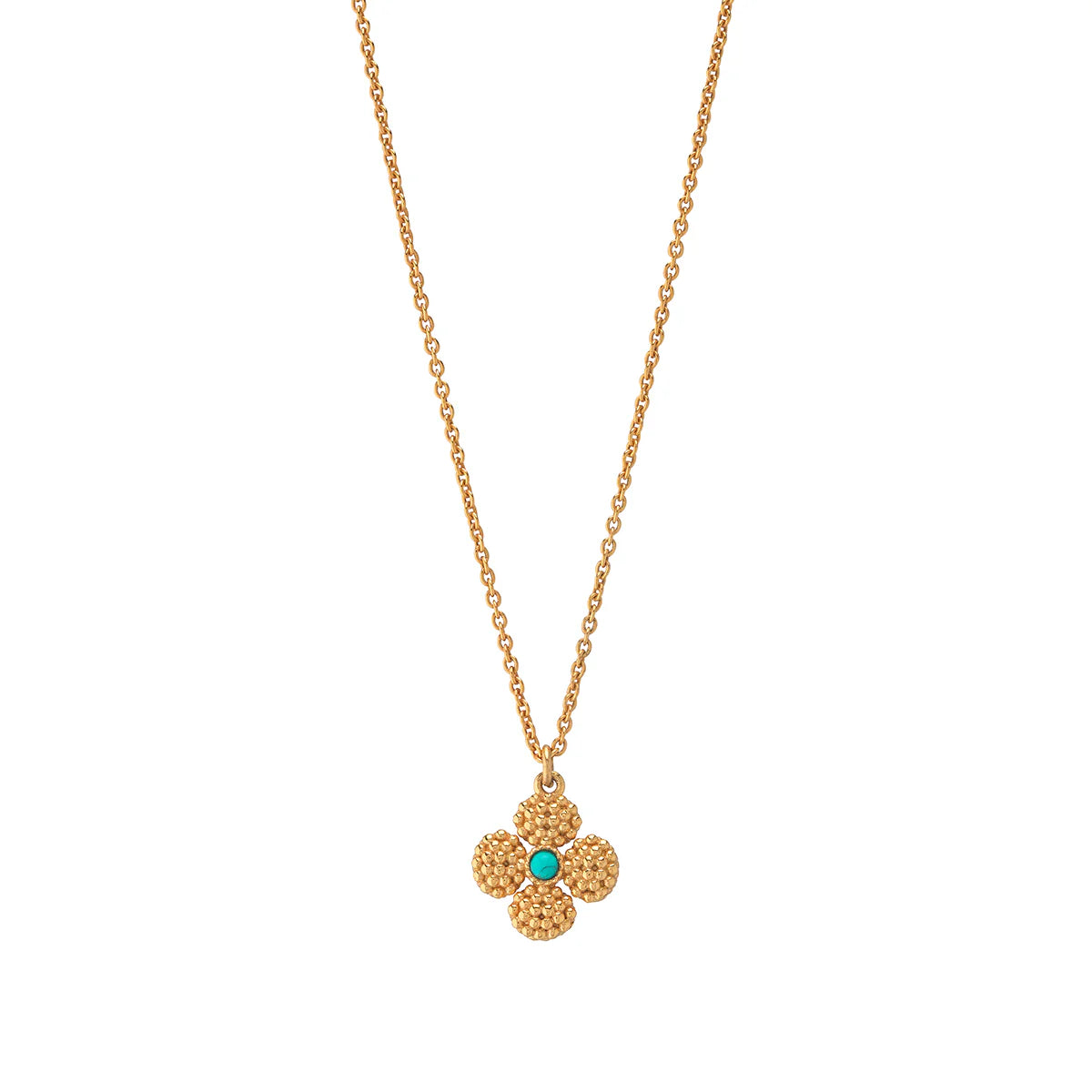 Berry Clover Double Sided Charm Necklace, 16"+2" in Turquoise, Capucine de Wulf