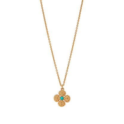 Berry Clover Double Sided Charm Necklace, 16"+2" in Turquoise, Capucine de Wulf