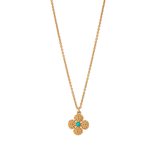 Berry Clover Double Sided Charm Necklace, 16"+2" in Turquoise, Capucine de Wulf