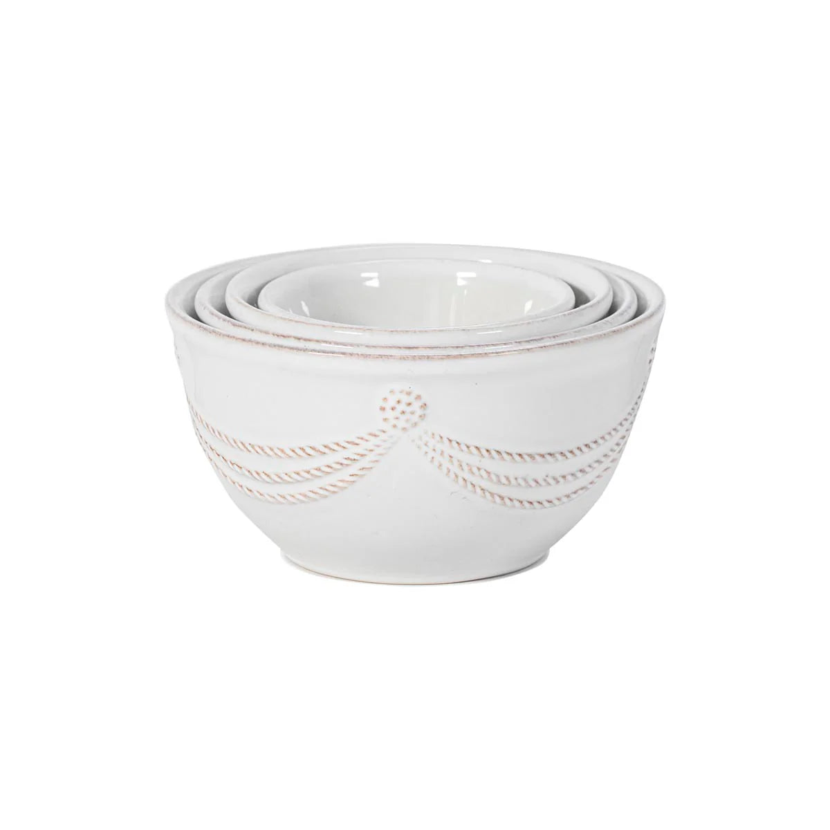 Juliska Berry & Thread Whitewash 4pc Nesting Prep Bowls