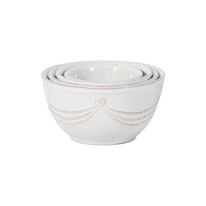 Juliska Berry & Thread Whitewash 4pc Nesting Prep Bowls