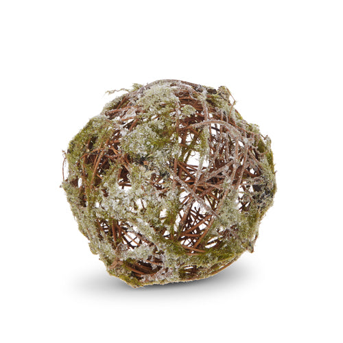 Glittered Moss Ball Ornament 6"