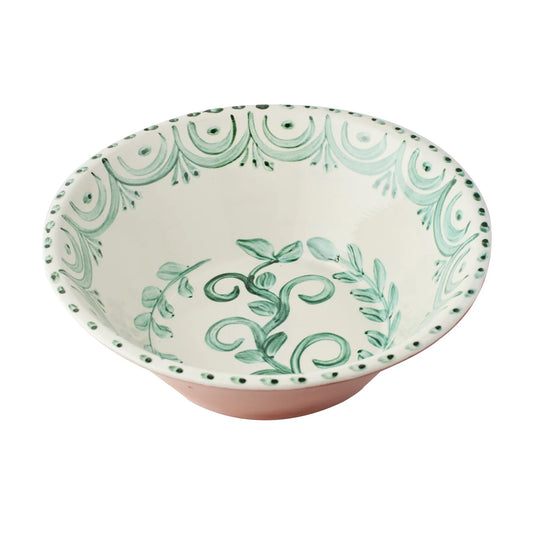 Abigails Casa Nuno Green and White Large Serving Bowl